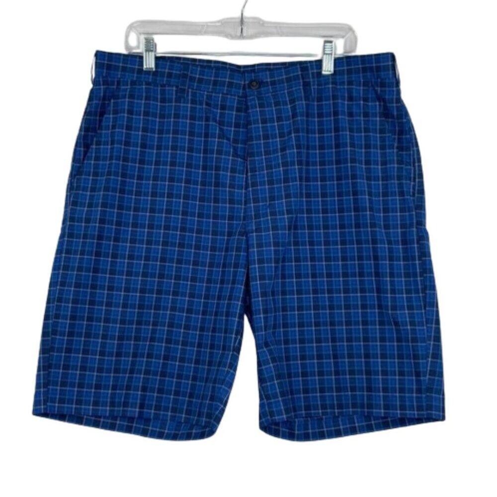 PGA Tour blue plaid men's golf shorts athleisure activewear tournament